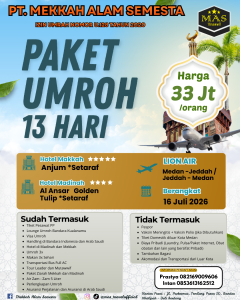 Umrah Mas Travel official Medan berangkat 16 juli 2026